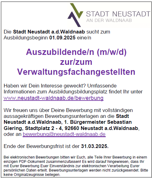 Stellenanzeige Azubi